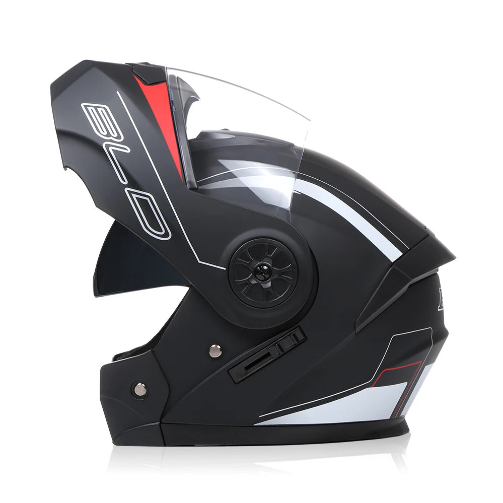 Casque Moto Modulable Flip-Up BLD – Double Visière – ABS Certifié DOT – Unisexe – M à XL