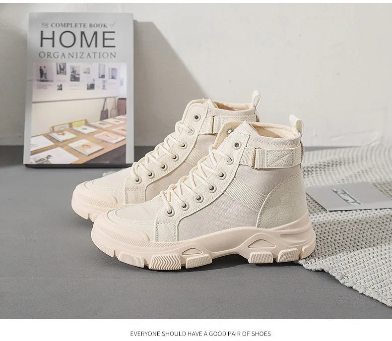 Bottines Femme en Toile – Style Désert & Moto – Hautes, Plates et Tendance – UXST - BLACKBEARD OUTDOOR INDUSTRIES