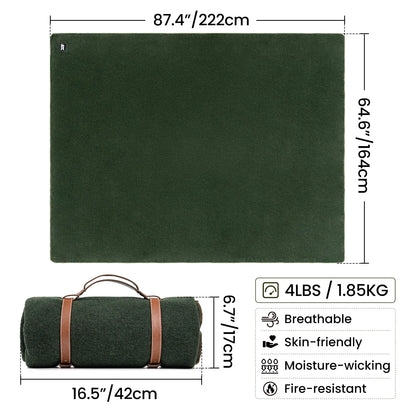 Couverture de camping 80 % laine – Grand format 222 × 164 cm