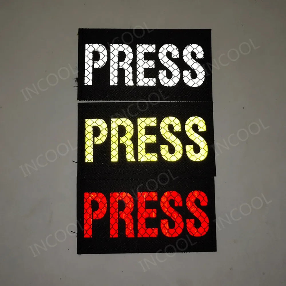 Patch Brassard Brodé PRESS MEDIA INSTRUCTOR – Réfléchissant & Lumineux | Velcro