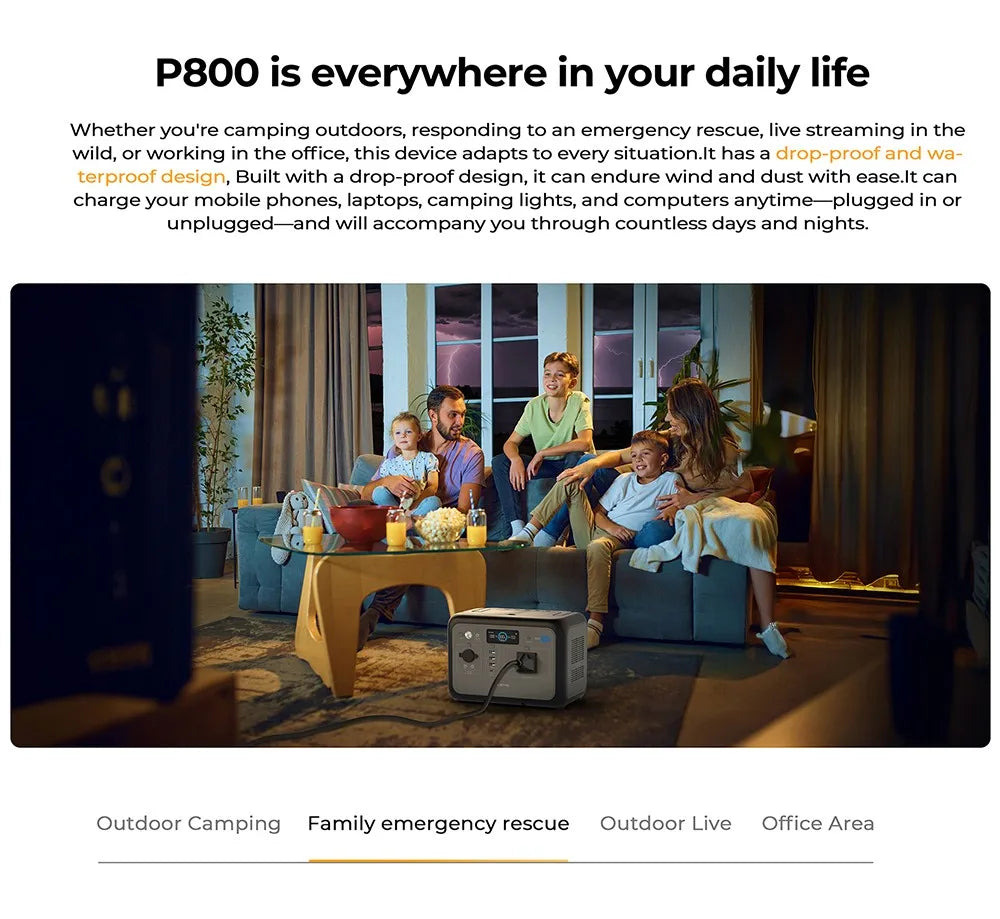 OUKITEL P800 Portable Power Station, 512Wh 800W LiFePO4 Backup Battery with AC + DC Fast Charging Solar Generator for Outdoor BLACKBEARD OUTDOOR INDUSTRIES