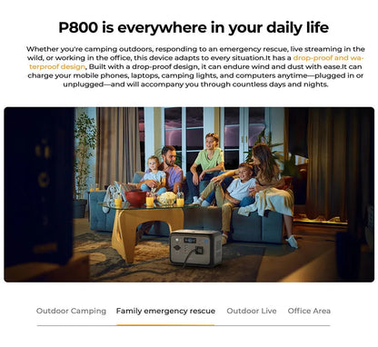 OUKITEL P800 Portable Power Station, 512Wh 800W LiFePO4 Backup Battery with AC + DC Fast Charging Solar Generator for Outdoor BLACKBEARD OUTDOOR INDUSTRIES