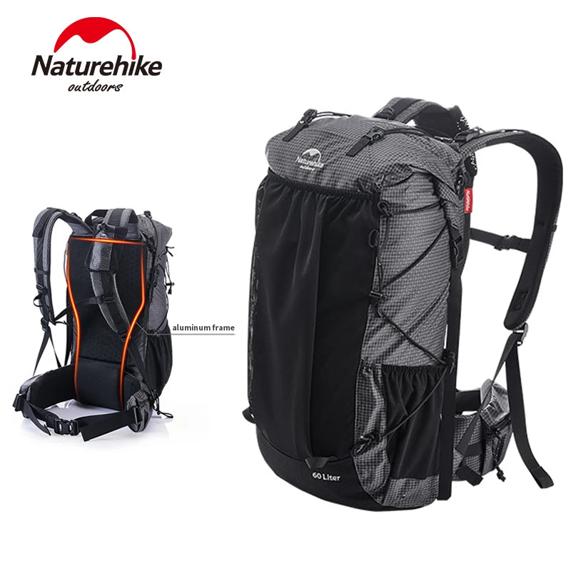 Naturehike Rock Series Sac à Dos Ultraléger 40L+5L / 60L+5L avec Armature – Imperméable, Grande Capacité, Camping et Randonnée avec Housse de Pluie - BLACKBEARD OUTDOOR INDUSTRIES