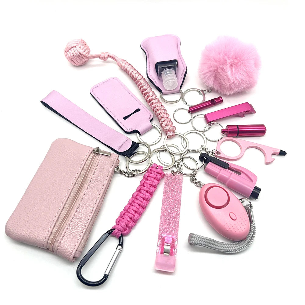Kit porte-clés de sécurité multifonction 15 pièces