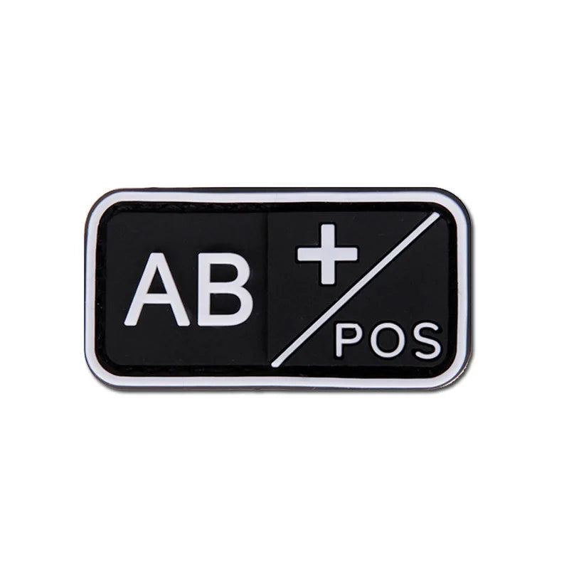 Patch Groupe Sanguin 3D PVC – A, B, AB, O | Rh+ & Rh- | Hook & Loop | Militaire, Airsoft, Tactique | 5×2,5 cm | 4 Coloris - BLACKBEARD OUTDOOR INDUSTRIES