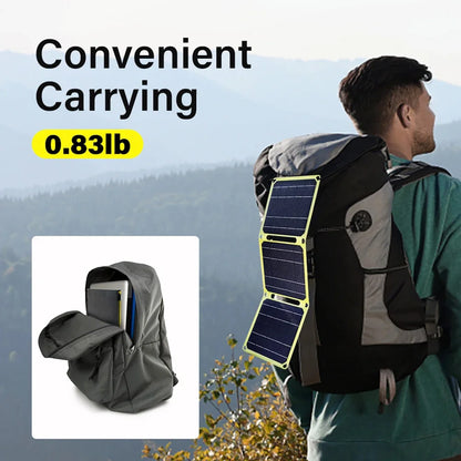 Panneau Solaire Portable Pliable VAKIND 30W/40W – 5V/18V USB-A, USB-C & DC – Étanche IP65 pour Téléphones, Powerbanks, Randonnée, Camping - BLACKBEARD OUTDOOR INDUSTRIES
