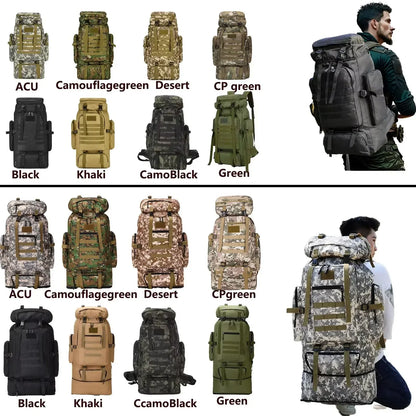 Sac à Dos Alpinisme Tactique 80L/100L Extensible – Randonnée, Camping, Voyage