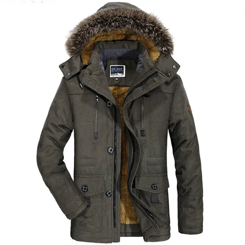 Long Parka Homme Hiver — Col Fourrure, Capuche Amovible, Multi-Poches | M à 7XL (Taille Asiatique) - BLACKBEARD OUTDOOR INDUSTRIES
