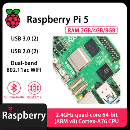 Carte officielle Raspberry Pi 5 – Processeur Cortex-A76 | Linux | RAM 2Go / 4Go / 8Go | Programmation Python | PCIe | Ethernet Gigabit | USB 3.0 Ma boutique