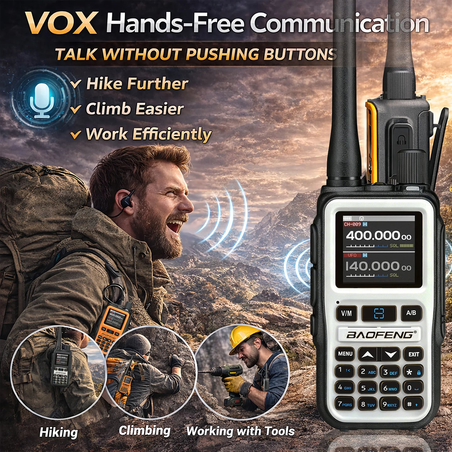 Pack 2 Talkies-Walkies BAOFENG UV-5R Mini – Double Bande, 5W, Bluetooth, Charge USB-C