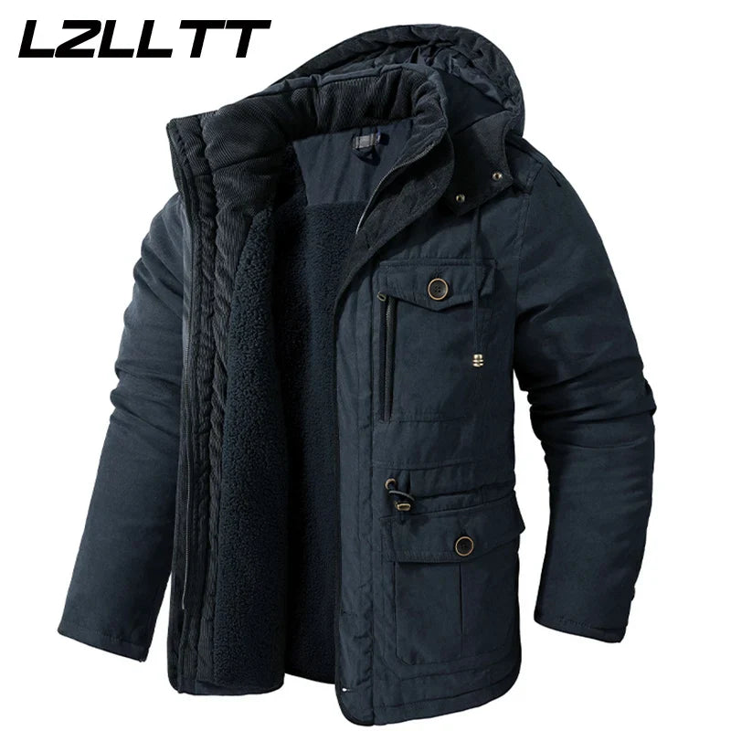 Parka Homme Hiver Chaude – LZLLTT Avec Capuche Amovible | Doublure Polaire | Multipoches | -30°C à +5°C - BLACKBEARD OUTDOOR INDUSTRIES