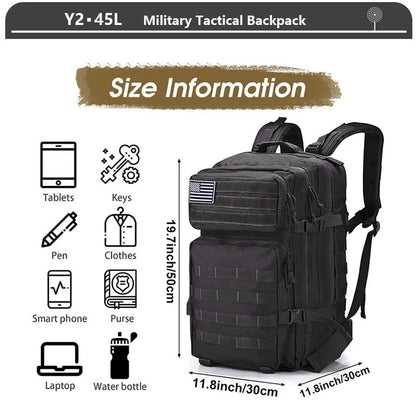 Sac à Dos Tactique 3 Jours – 38/45L | Imperméable, Résistant, Molle | Randonnée, Militaire, Survie - BLACKBEARD OUTDOOR INDUSTRIES