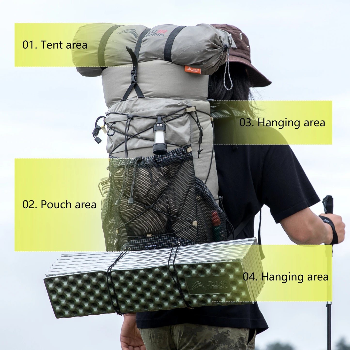 Sac à Dos Ultraléger 35L BISINNA – Randonnée, Camping, Trekking Homme Femme