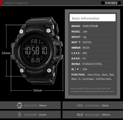 Montre Digitale Sport Homme SKMEI 1384 – Résistante et Multifonction - BLACKBEARD OUTDOOR INDUSTRIES