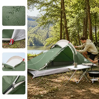 Tente de Trekking 2 Personnes Légère — Polyester 185T Revêtement PU, Camping & Randonnée