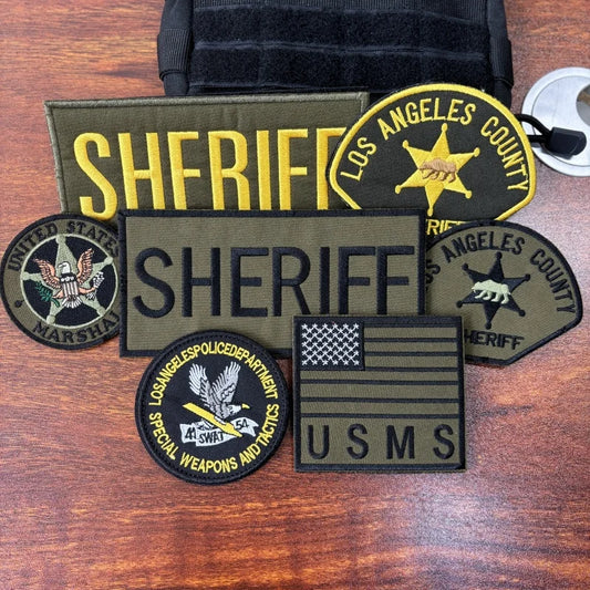 Patches Brodés US Security & Sheriff – Identification Tactique Hook & Loop Morale Badge