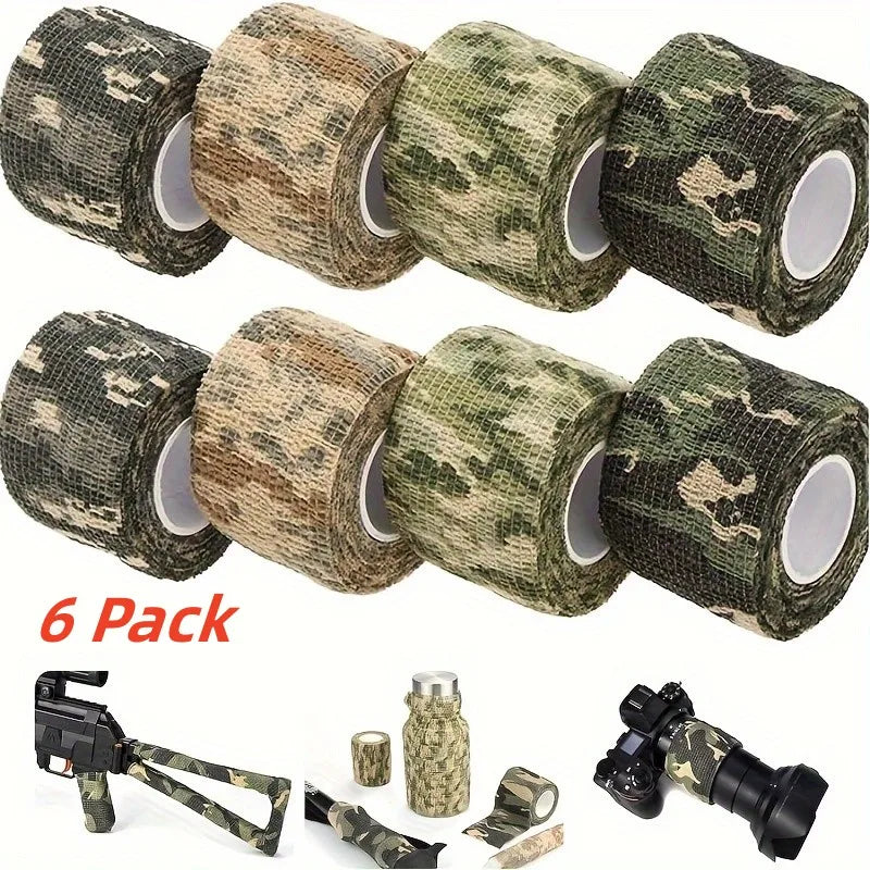Lot de 6 Rouleaux de Bandes de Kinésiologie Camouflage – Bande Élastique de Soutien pour Coude et Genou - BLACKBEARD OUTDOOR INDUSTRIES