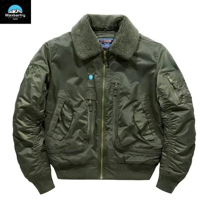 Veste Bomber Homme MA-1 Hiver – Col Fourrure | Veste Militaire Fonctionnelle avec Grandes Poches – Style Chasseur & Avion - BLACKBEARD OUTDOOR INDUSTRIES