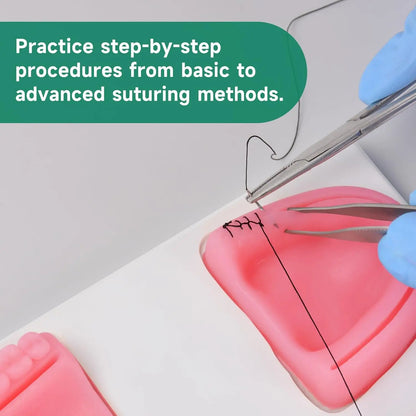 Kit Suture Dentaire 4-en-1 – 4 Pads Gencive Résine, Outils Inox & 6 Fils 4/0 – Formation Étudiants Dentistes