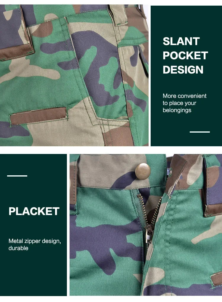 Set de Vêtements Tactiques BDU - Chemise et Pantalon Camouflage pour Entraînement en Plein Air, Randonnée, Chasse, Airsoft, Sniper, Combat, Ghillie Suit - BLACKBEARD OUTDOOR INDUSTRIES