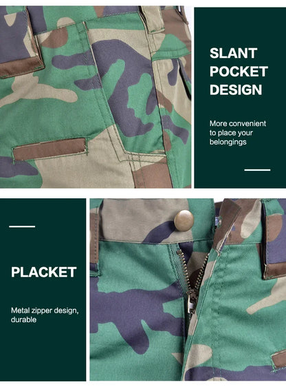 Set de Vêtements Tactiques BDU - Chemise et Pantalon Camouflage pour Entraînement en Plein Air, Randonnée, Chasse, Airsoft, Sniper, Combat, Ghillie Suit - BLACKBEARD OUTDOOR INDUSTRIES