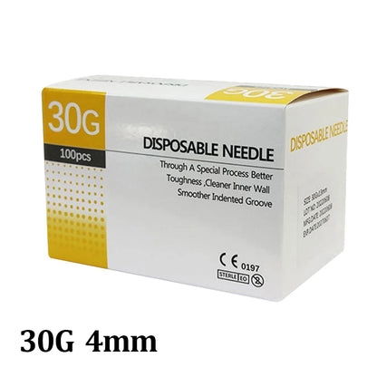Aiguilles Ultra-fines Indolores 100 pcs – 25G à 34G, 1,5 à 25 mm – Seringue Transparente Embout Capuchon – Beauté & Médical