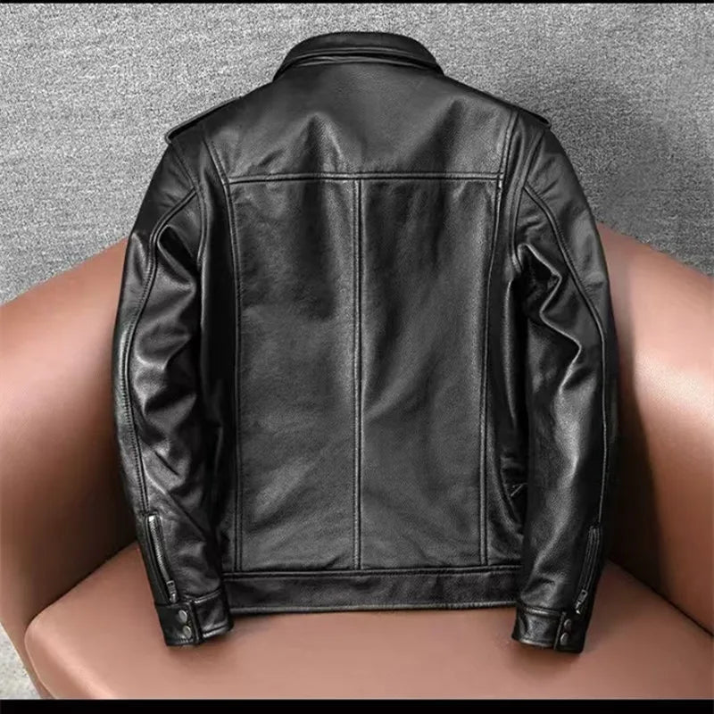 Veste en Cuir Véritable M65 Homme — Moto, Outdoor & Chasse | Noir & Marron | M à 8XL - BLACKBEARD OUTDOOR INDUSTRIES