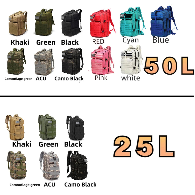 Sac à Dos Thuram 25L/50L – Nylon Résistant et Imperméable, Sac Tactique pour Sports, Randonnée, Pêche, Chasse et Camping - BLACKBEARD OUTDOOR INDUSTRIES