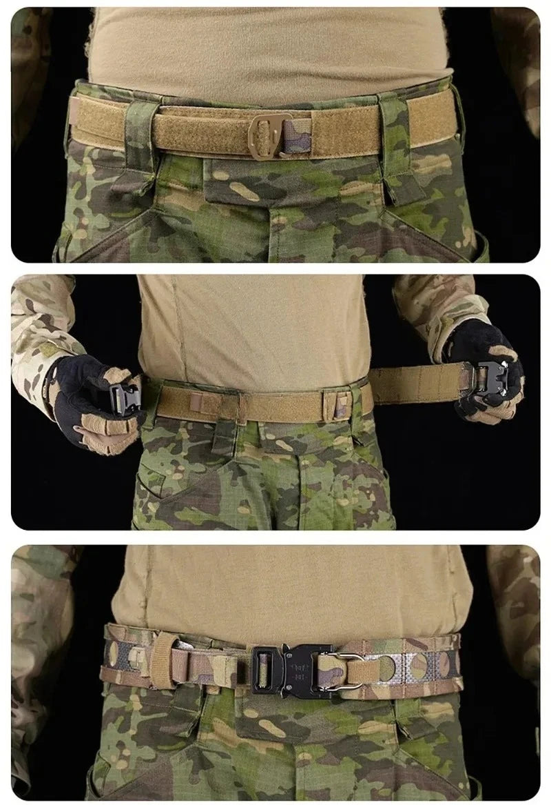 Ceinture Tactique Ferro Bison – Ceinture de Combat à Double Couche avec Boucle Métallique D-Ring, Système MOLLE, Boucle à Détachement Rapide pour Airsoft, Chasse et Activités Tactiques BLACKBEARD OUTDOOR INDUSTRIES