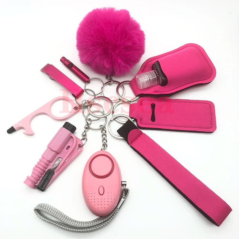 Kit porte-clés de sécurité femme 10 pièces avec dragonne