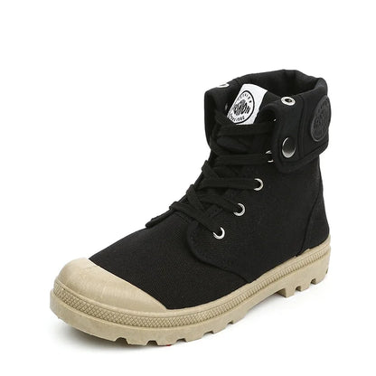 Chaussures Montantes Toile Femme Style Palladium – Respirantes Casual