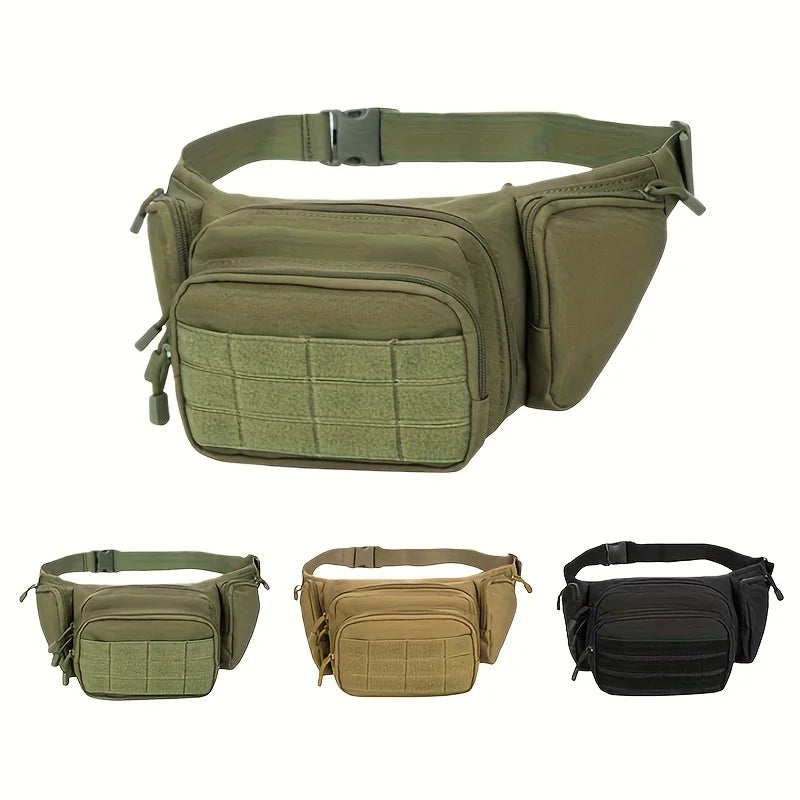 Sacoche banane tactique en nylon résistant – multi‑poches MOLLE avec holster et 4 porte‑chargeurs, idéale pour la randonnée, le vélo et le voyage (Kaki/Noir/Vert) - BLACKBEARD OUTDOOR INDUSTRIES