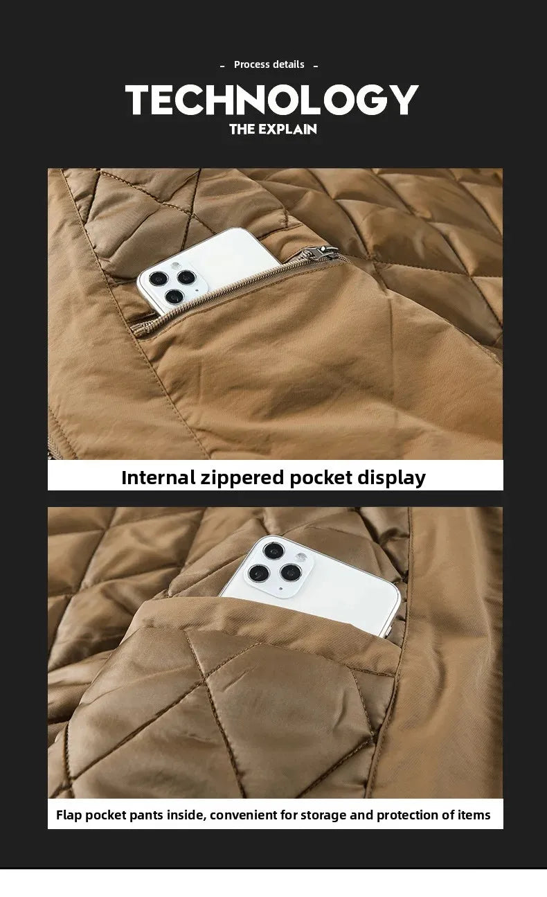 Men's Casual Thickened Cotton Jacket Removable Fur Collar Autumn Winter Warm Stand Collar Looseness Style Chinese Origin BLACKBEARD OUTDOOR INDUSTRIES