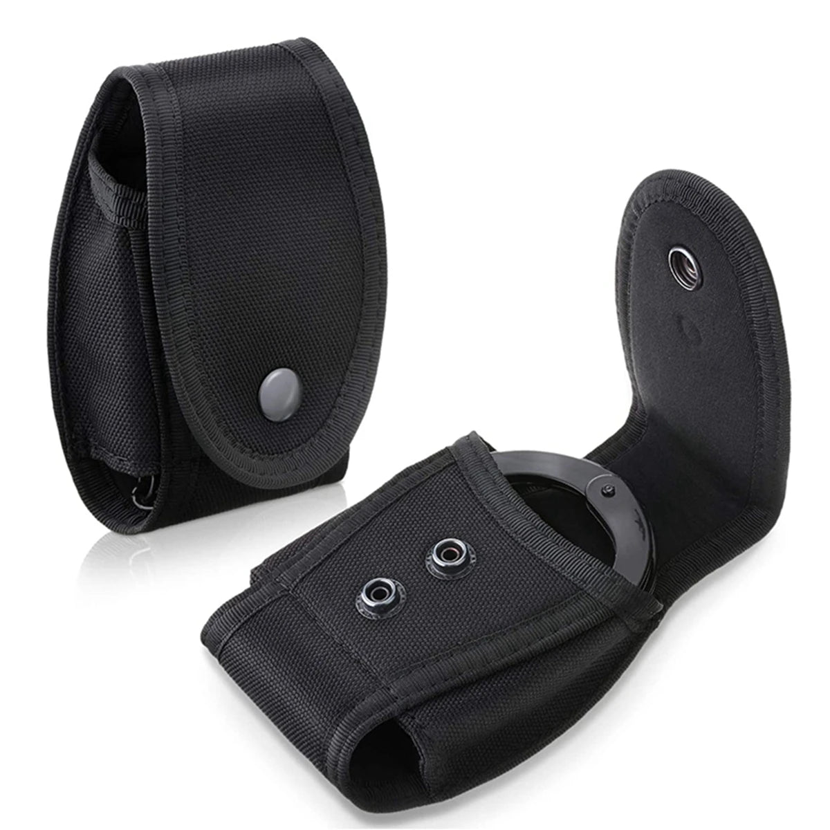 Étui menottes fermé en nylon pour ceinturon, menottes à chaîne ou charnière, noir