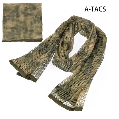 Chèche Tactique Camouflage Filet 190x90cm – Coton/Nylon, Multifonction | Airsoft, Chasse, Randonnée
