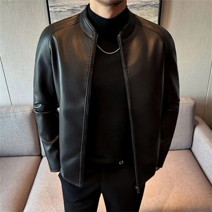 Veste homme slim en simili cuir noir