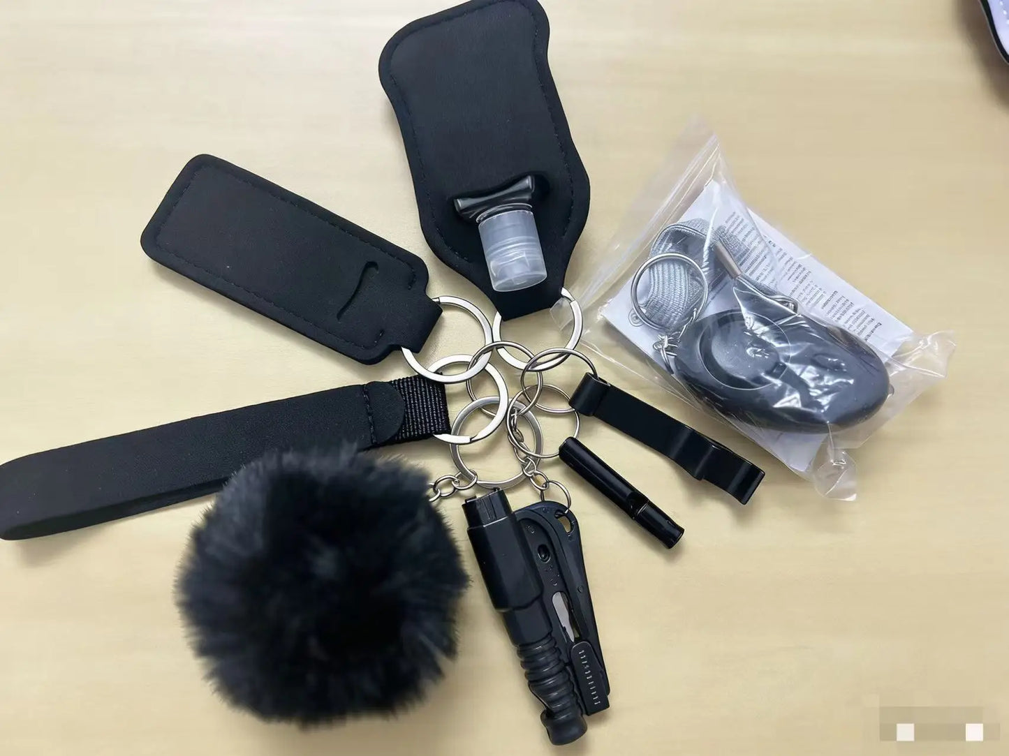 Kit Porte-Clés Défense Personnelle Femme – Alarme Sonore, Bouteille de Voyage, 20 Coloris