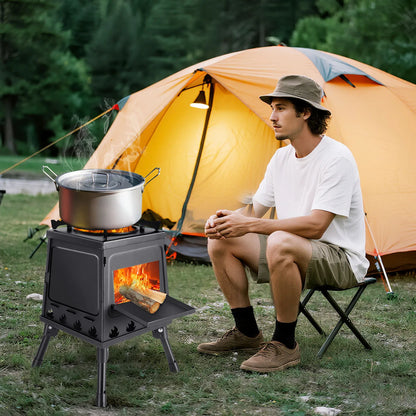 Poêle à Bois Pliant Vacclo – Acier Carbone, Multicarburant, Sac de Transport Inclus, Camping Randonnée