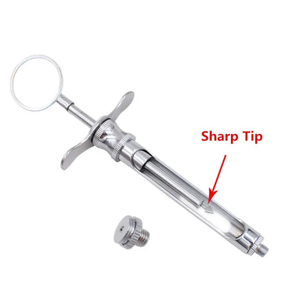 Seringue Dentaire Aspirante Acier Inoxydable avec Tête – Instrument Chirurgical Dentiste – Pointe Crochet ou Pointe Affûtée – Certifié CE