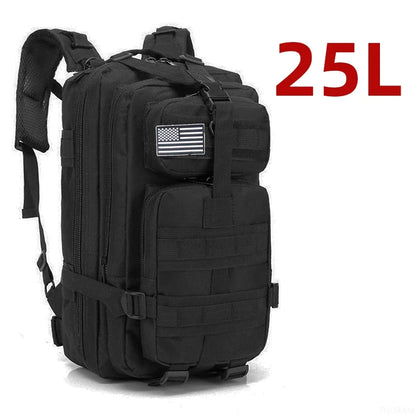 Sac à Dos Tactique MOLLE 25L/50L – Nylon Imperméable, Compatible Laptop | Randonnée, Chasse, Camping