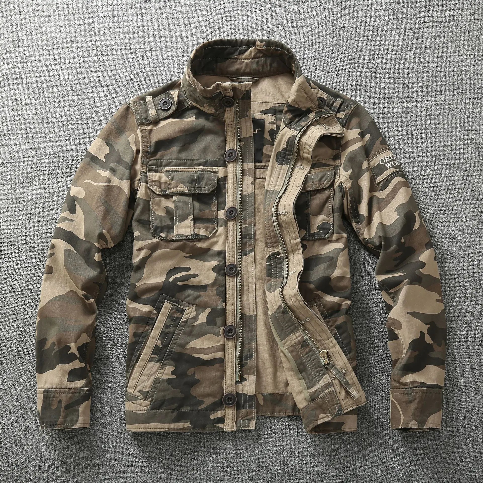 Veste Cargo Militaire Camouflage Homme — Coton Lourd, Col Montant, Multi-Poches | Workwear & Outdoor | S à XXXL - BLACKBEARD OUTDOOR INDUSTRIES