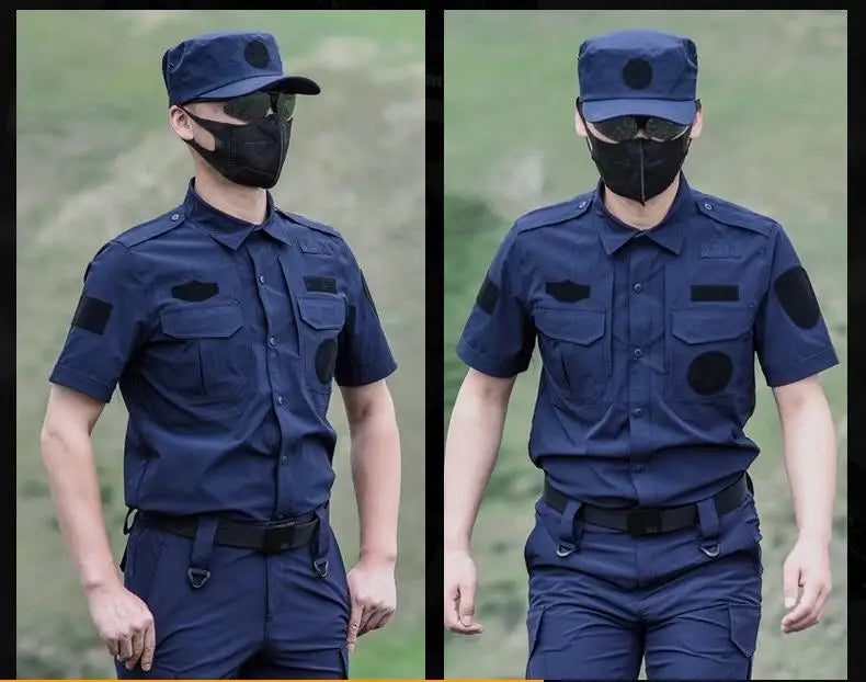 Tenue de Garde Sécuritaire - Uniforme Police en Tissu à Séchage Rapide, Costume de Travail Noir/Bleu pour Homme - BLACKBEARD OUTDOOR INDUSTRIES