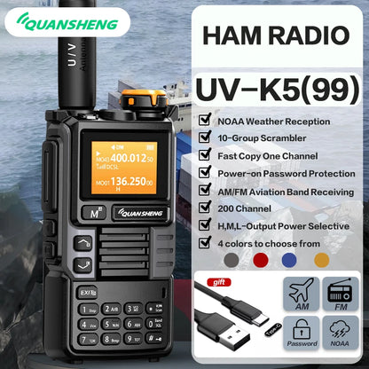 Talkie-Walkie Quansheng UV-K6 – Radio Portable UHF/VHF 5W, Bande Air, Charge USB-C