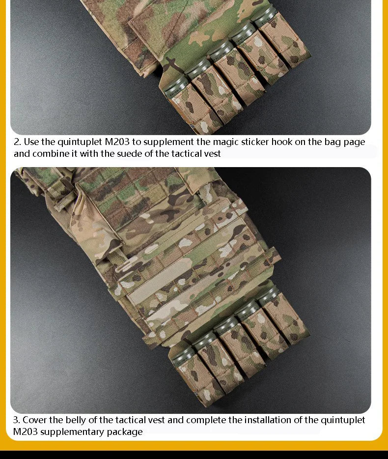 Pochette pour Grenades M203 – Porte-Grenades 5 Éléments 40MM – Accessoire pour Gilet Tactique Micro, Veste de Combat et Transporteur de Plaque - BLACKBEARD OUTDOOR INDUSTRIES