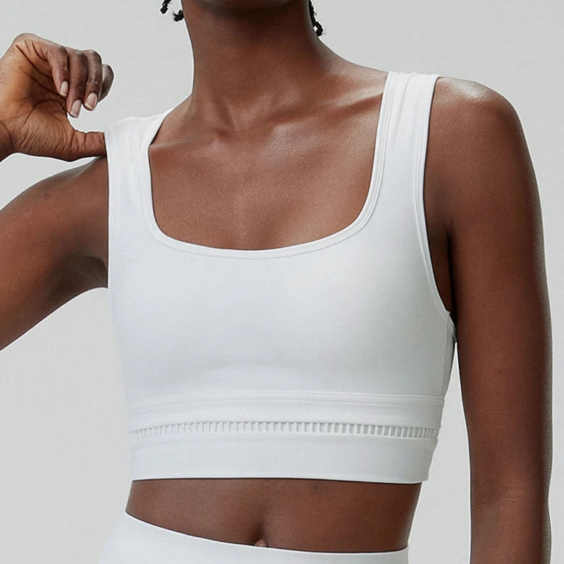 Brassière Sport Femme Col Carré – Maintien Fort, Yoga, Running, Fitness