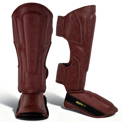 Tibières Professionnelles Cuir PU – Protège-Tibia & Pied Sanda, Muay Thai, Boxe | M à XL | 5 Coloris - BLACKBEARD OUTDOOR INDUSTRIES