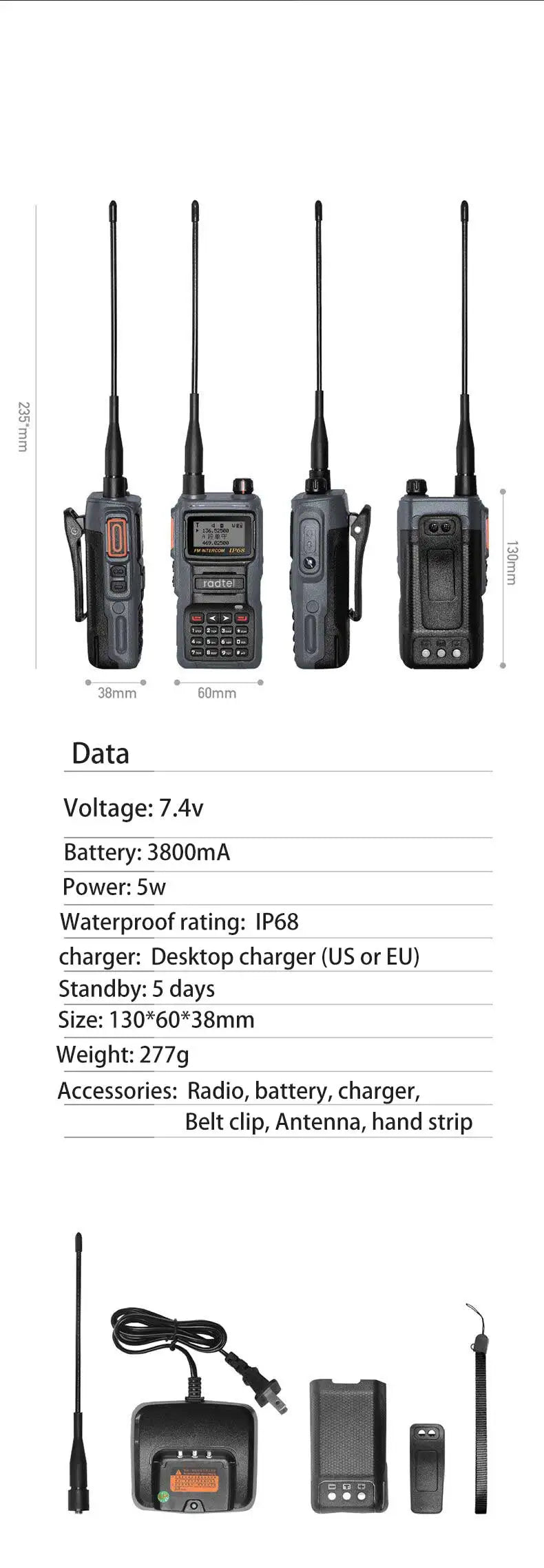 Talkie-Walkie Radtel IP68 – Radio Amateur Full Band 136-629 MHz, 199 Canaux, NOAA, Waterproof - BLACKBEARD OUTDOOR INDUSTRIES