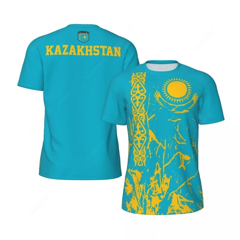 T-Shirt Graphique Drapeau Kazakhstan Impression 3D – Emblème National, Streetwear Respirant | 100/4T à 6XL | 4 Coloris - BLACKBEARD OUTDOOR INDUSTRIES