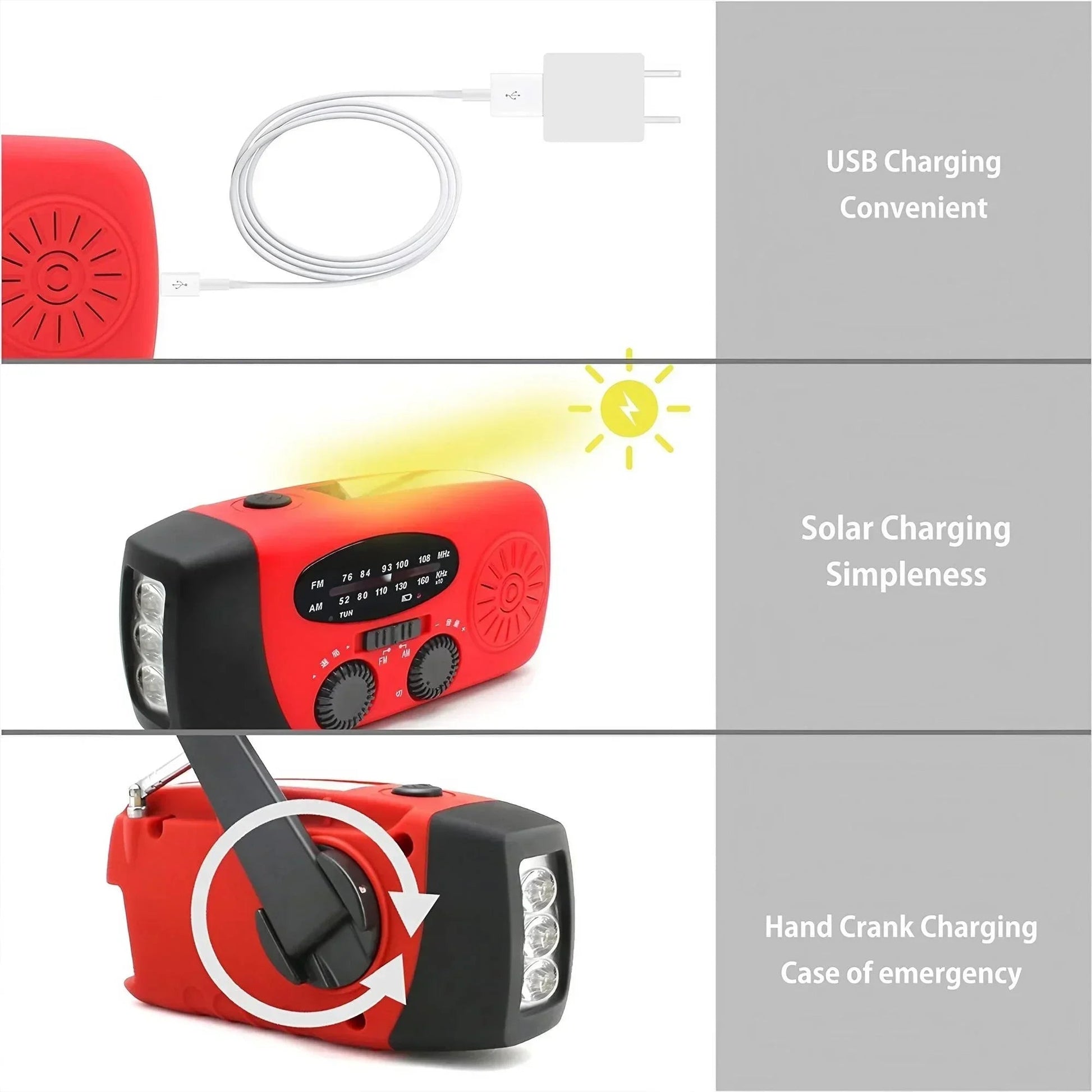 📻 Radio d’Urgence Solaire et Manuelle – STONEGO 3-en-1 avec Lampe Torche & Batterie 2000mAh Ma boutique