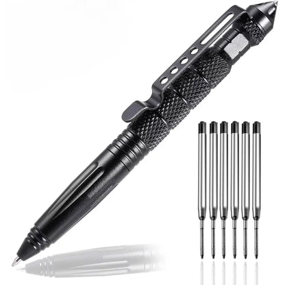 Stylo Tactique Militaire – Brise-Vitre Tungstène, Autodéfense & Écriture | 6 Recharges